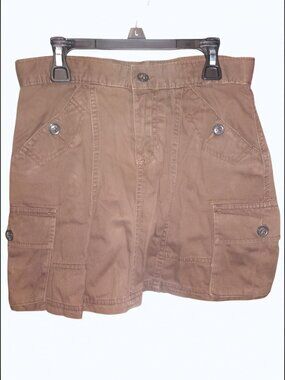 The Children's Place Girls Brown Cargo Skort Size 14 Button Pocket Y2K Utility